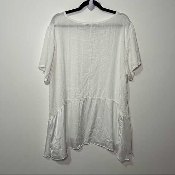 M Made in Italy White Linen Blend Asymmetrical Tunic Top Boho Minimalist size XL - Picture 6 of 9